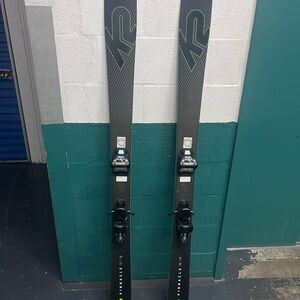 Pinnacle 95 Black and Green Skis with Bindings